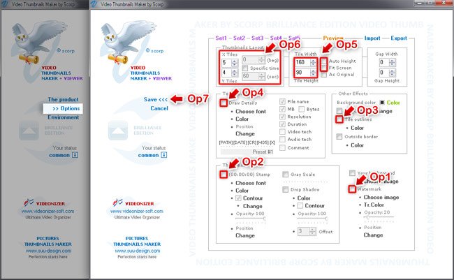 Video Thumbnails Maker: Creating sprite / Options