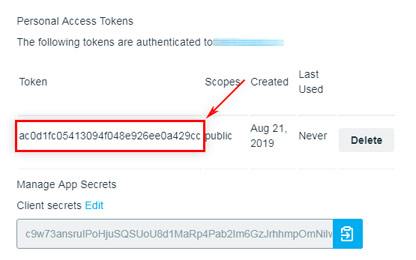 Vimeo API / My Apps / Access Token