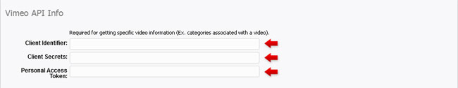 Entering the Vimeo API Info