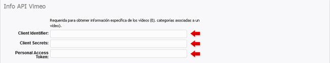 Introduciendo la información del API de Vimeo